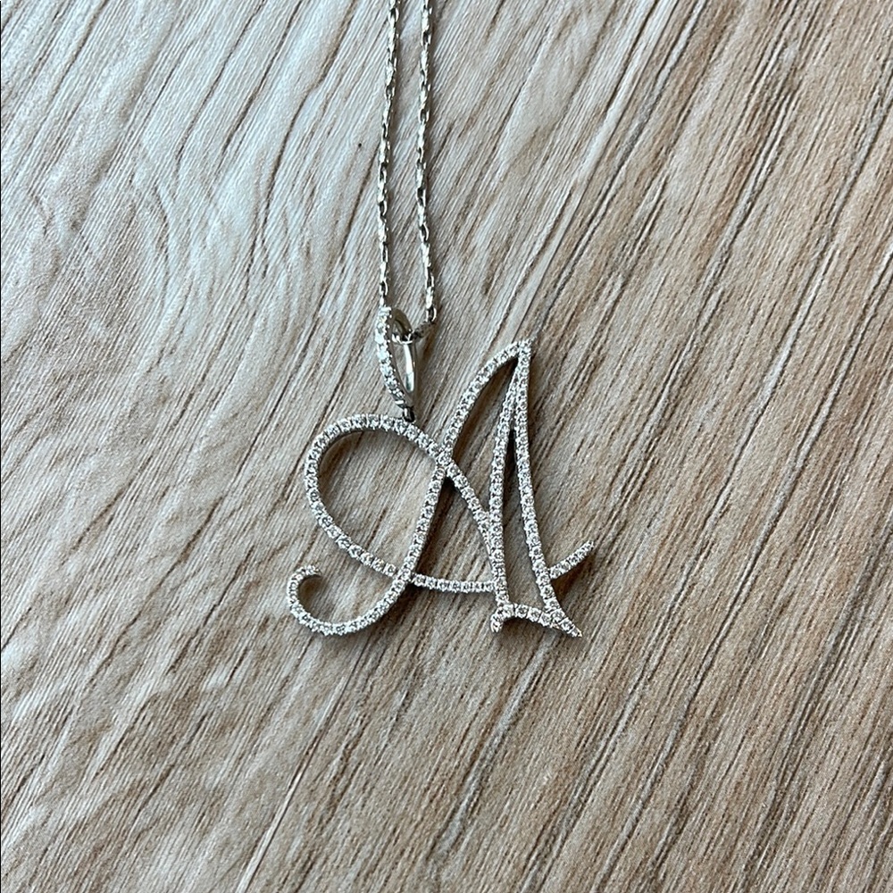 Dainty Silver Pendant Necklace real diamonds 14k gold chain